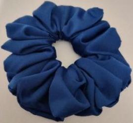 Navy Blue Satin Scrunchies